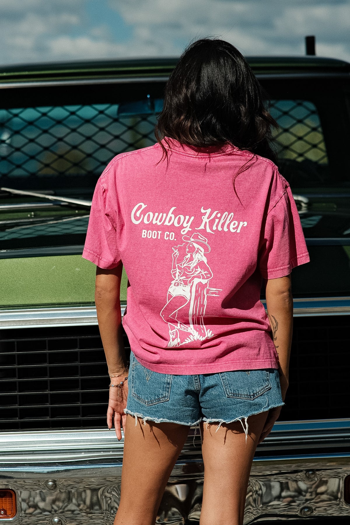 CK Tee-Tall Cowgirl-Neon Rose
